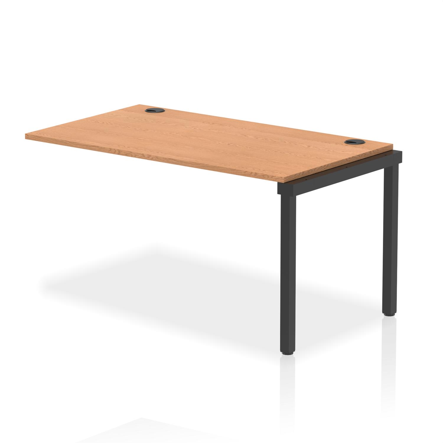 Impulse Bench Single Row Ext Kit 1400 Black Frame Office Bench Desk Oak