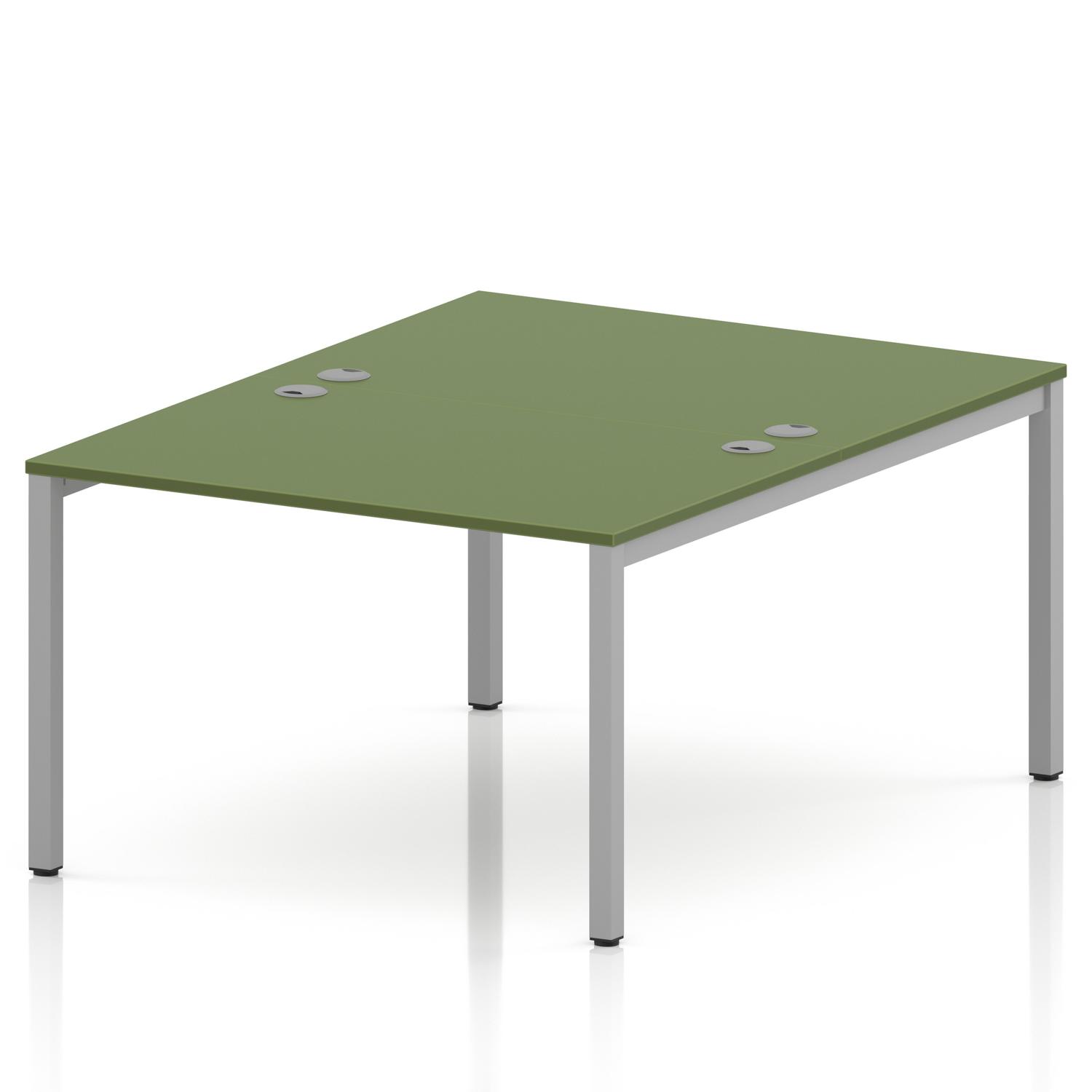 Impulse Bench B2B 2 Person 1200 Silver Frame Office Bench Desk Moss Green Impulse Bench B2B 2 Person 1200 Silver Frame Office Bench Desk Moss Green