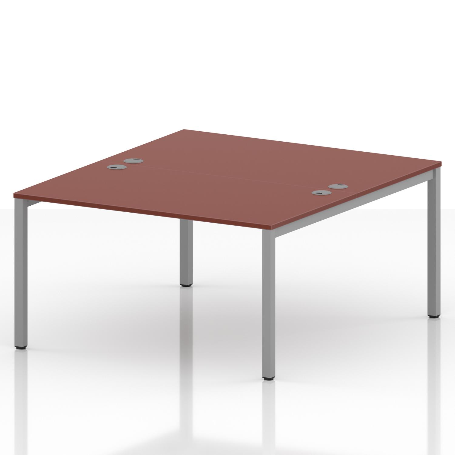 Impulse Bench B2B 2 Person 1400 Silver Frame Office Bench Desk Brick Red Impulse Bench B2B 2 Person 1400 Silver Frame Office Bench Desk Brick Red