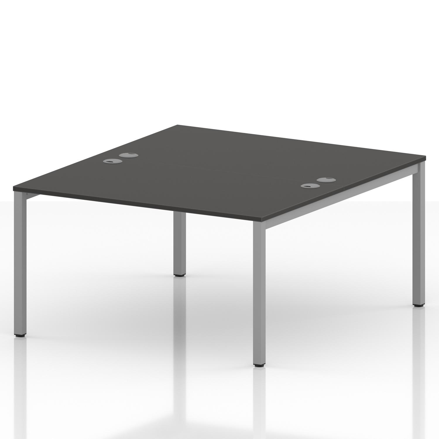 Impulse Bench B2B 2 Person 1400 Silver Frame Office Bench Desk Carbon Grey Impulse Bench B2B 2 Person 1400 Silver Frame Office Bench Desk Carbon Grey