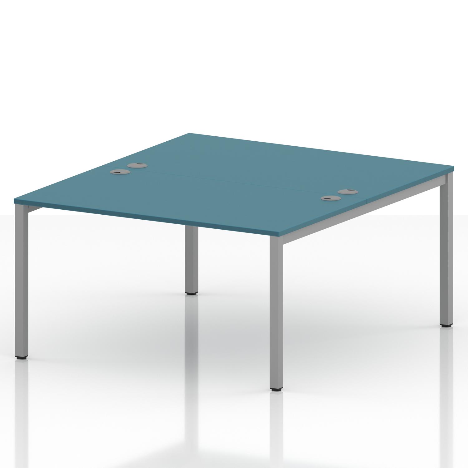 Impulse Bench B2B 2 Person 1400 Silver Frame Office Bench Desk Dark Teal Impulse Bench B2B 2 Person 1400 Silver Frame Office Bench Desk Dark Teal
