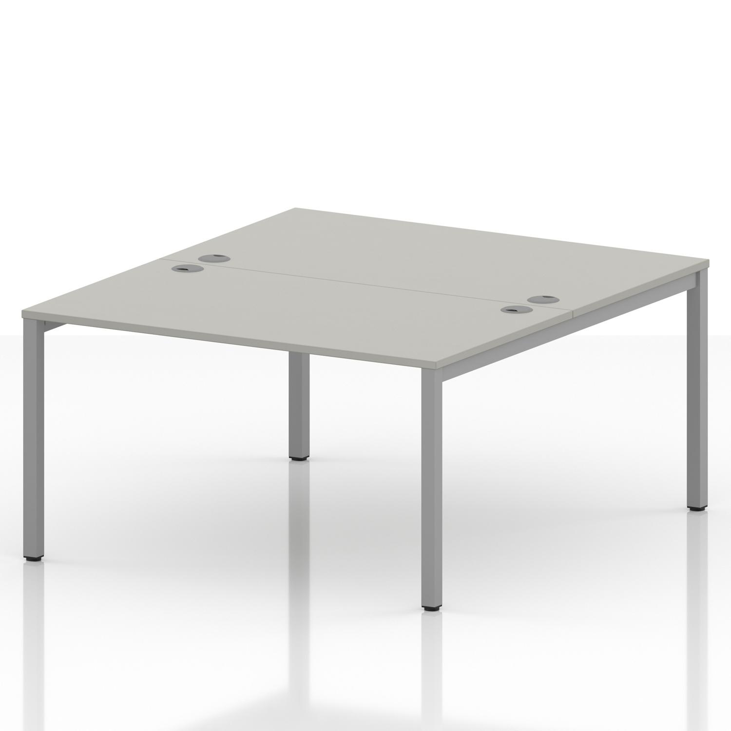 Impulse Bench B2B 2 Person 1400 Silver Frame Office Bench Desk Dove Grey