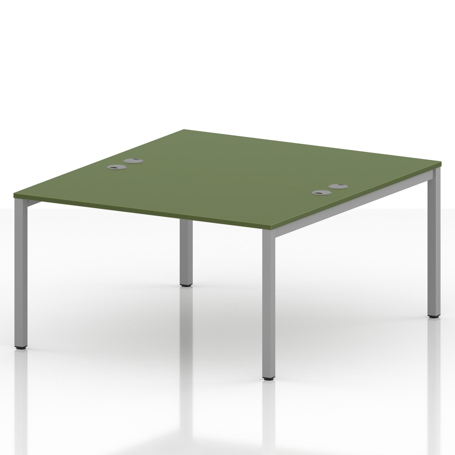 Impulse Bench B2B 2 Person 1400 Silver Frame Office Bench Desk Moss Green Impulse Bench B2B 2 Person 1400 Silver Frame Office Bench Desk Moss Green