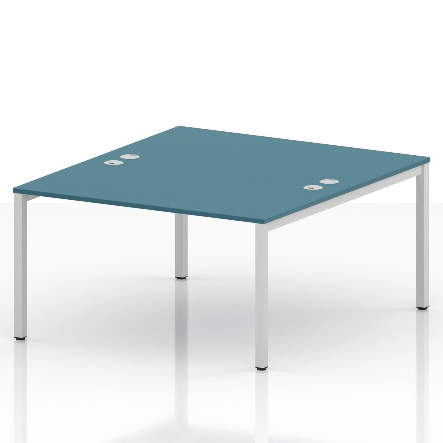 Impulse Bench B2B 2 Person 1400 White Frame Office Bench Desk Dark Teal Impulse Bench B2B 2 Person 1400 White Frame Office Bench Desk Dark Teal