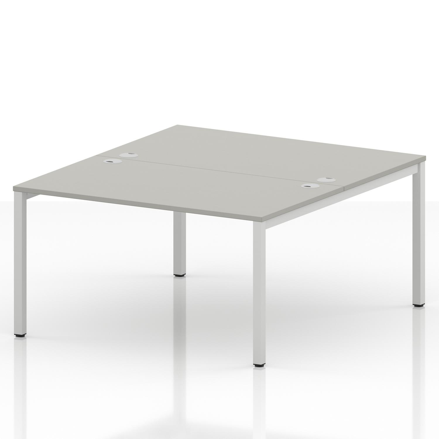 Impulse Bench B2B 2 Person 1400 White Frame Office Bench Desk Dove Grey Impulse Bench B2B 2 Person 1400 White Frame Office Bench Desk Dove Grey