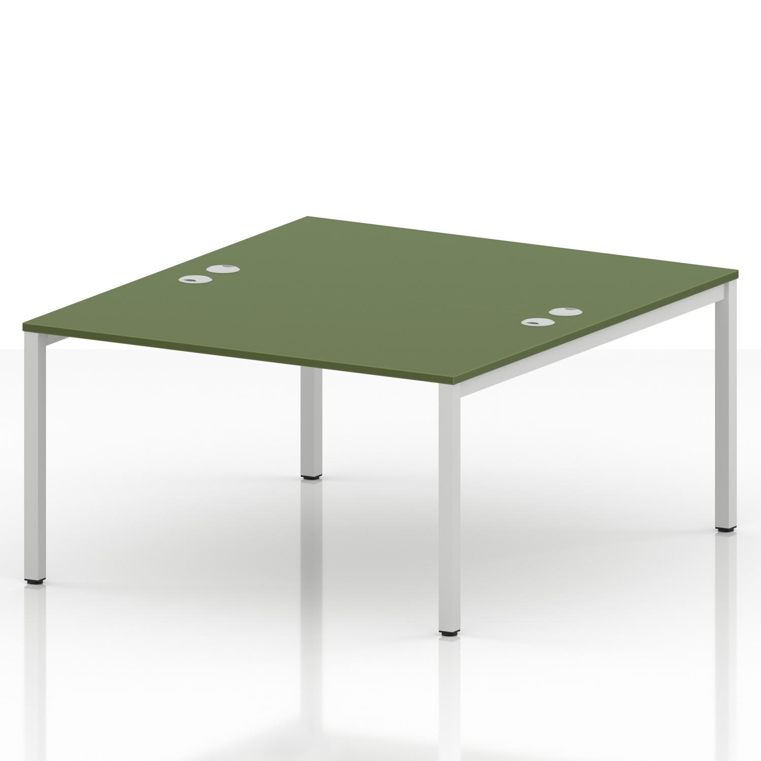 Impulse Bench B2B 2 Person 1400 White Frame Office Bench Desk Moss Green Impulse Bench B2B 2 Person 1400 White Frame Office Bench Desk Moss Green