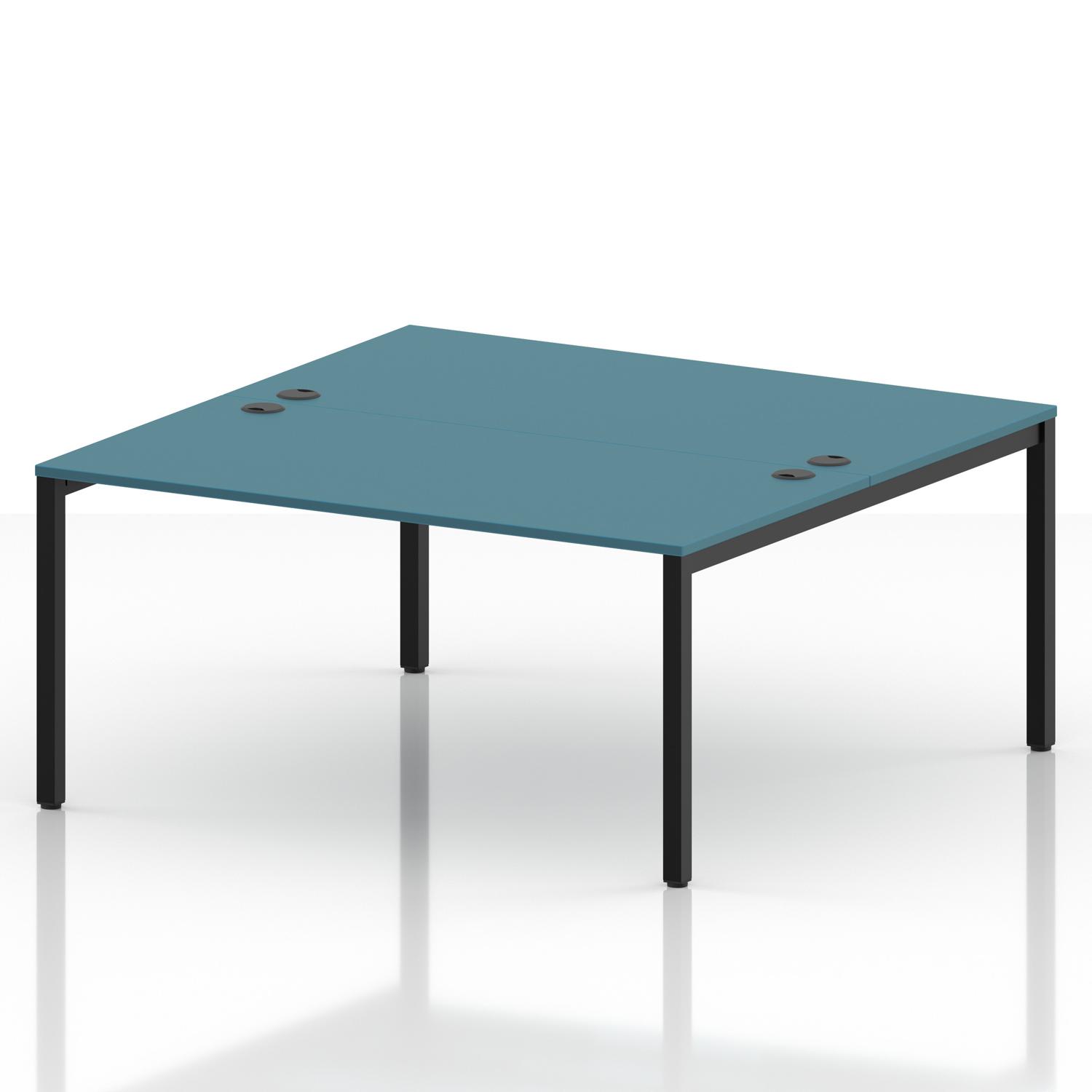 Impulse Bench B2B 2 Person 1600 Black Frame Office Bench Desk Dark Teal Impulse Bench B2B 2 Person 1600 Black Frame Office Bench Desk Dark Teal