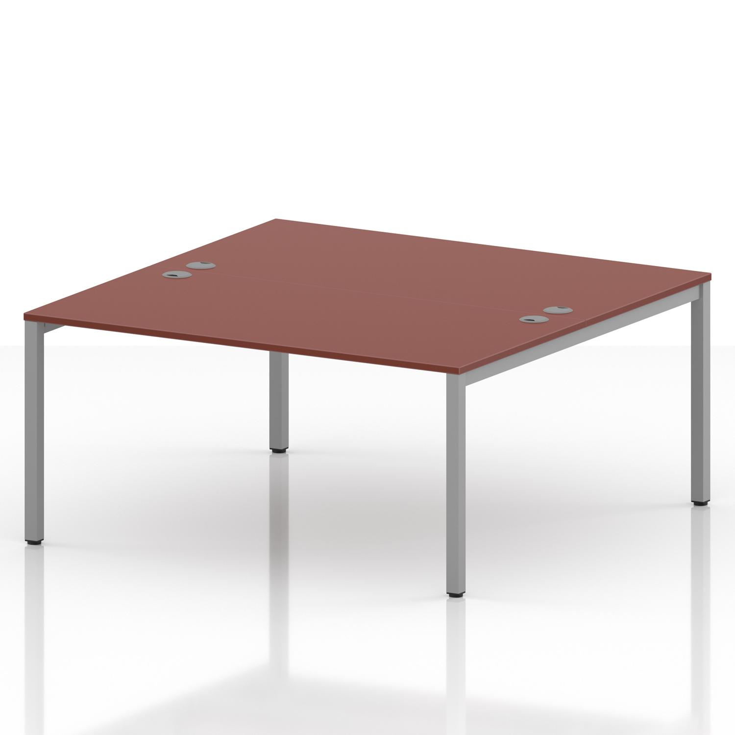 Impulse Bench B2B 2 Person 1600 Silver Frame Office Bench Desk Brick Red Impulse Bench B2B 2 Person 1600 Silver Frame Office Bench Desk Brick Red