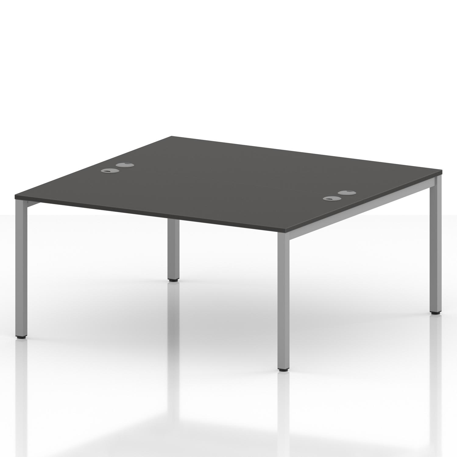 Impulse Bench B2B 2 Person 1600 Silver Frame Office Bench Desk Carbon Grey Impulse Bench B2B 2 Person 1600 Silver Frame Office Bench Desk Carbon Grey
