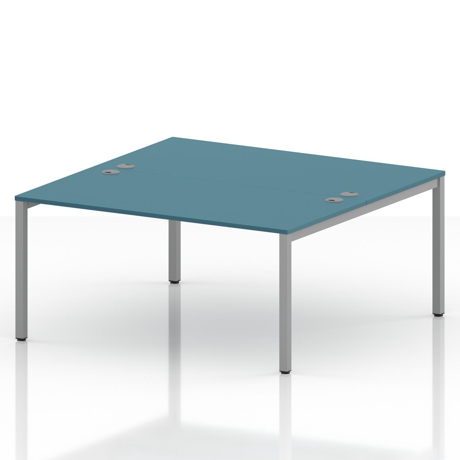 Impulse Bench B2B 2 Person 1600 Silver Frame Office Bench Desk Dark Teal Impulse Bench B2B 2 Person 1600 Silver Frame Office Bench Desk Dark Teal