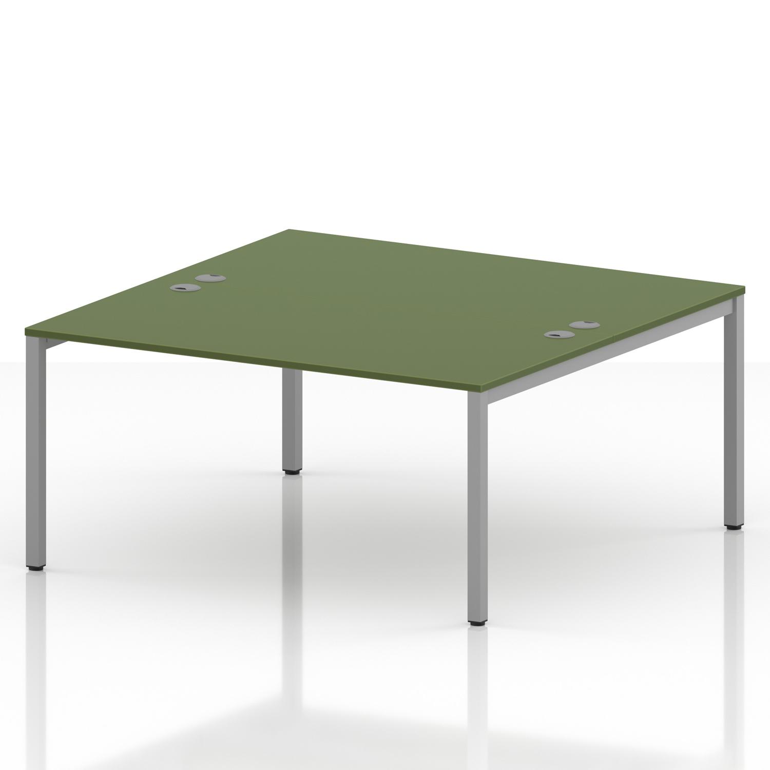 Impulse Bench B2B 2 Person 1600 Silver Frame Office Bench Desk Moss Green Impulse Bench B2B 2 Person 1600 Silver Frame Office Bench Desk Moss Green