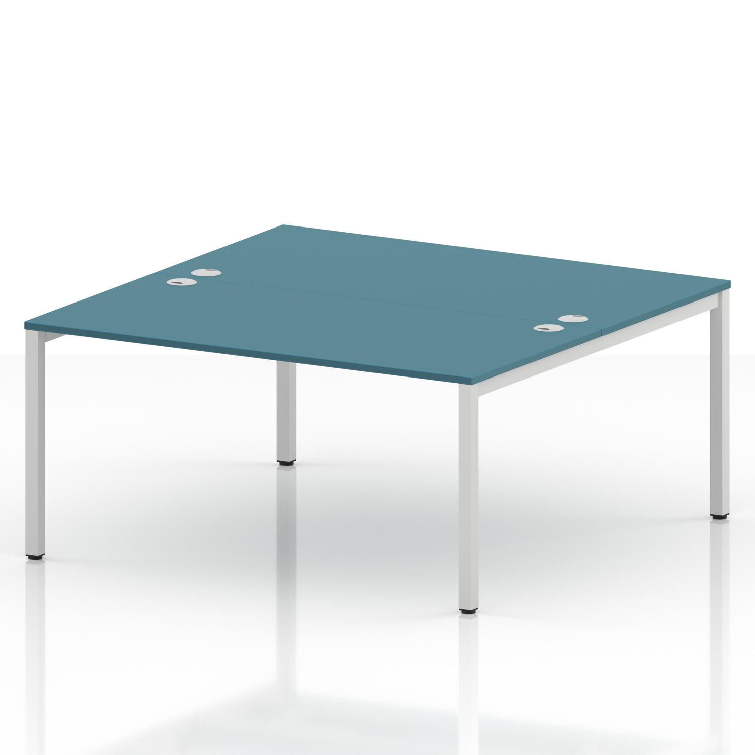 Impulse Bench B2B 2 Person 1600 White Frame Office Bench Desk Dark Teal Impulse Bench B2B 2 Person 1600 White Frame Office Bench Desk Dark Teal