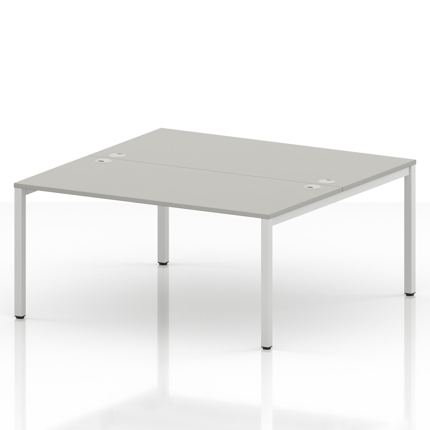 Impulse Bench B2B 2 Person 1600 White Frame Office Bench Desk Dove Grey Impulse Bench B2B 2 Person 1600 White Frame Office Bench Desk Dove Grey