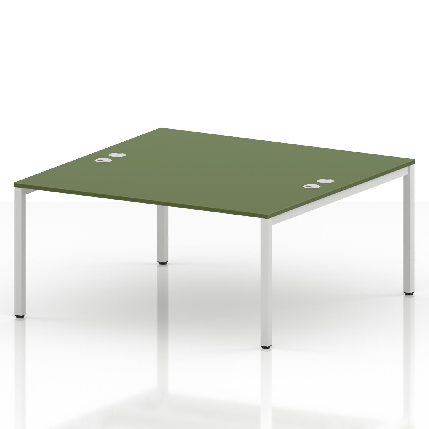 Impulse Bench B2B 2 Person 1600 White Frame Office Bench Desk Moss Green Impulse Bench B2B 2 Person 1600 White Frame Office Bench Desk Moss Green