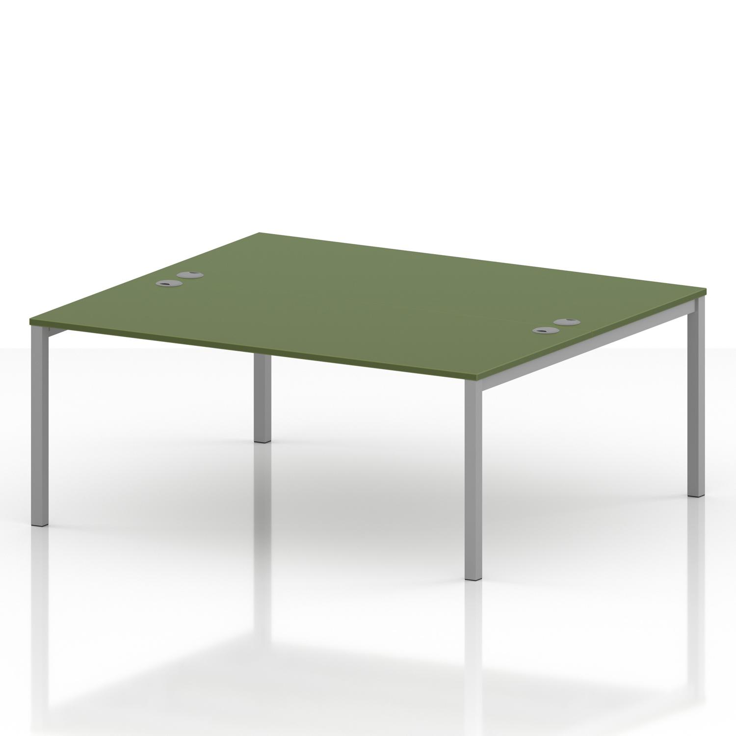 Impulse Bench B2B 2 Person 1800 Silver Frame Office Bench Desk Moss Green Impulse Bench B2B 2 Person 1800 Silver Frame Office Bench Desk Moss Green