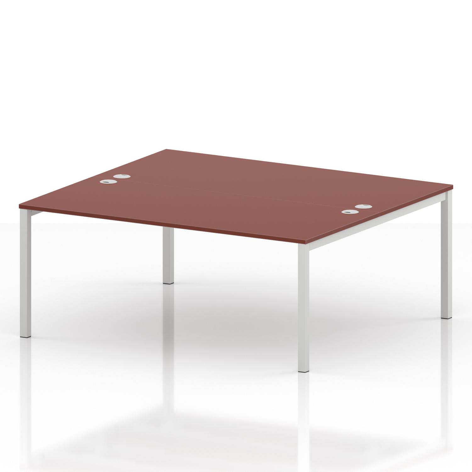 Impulse Bench B2B 2 Person 1800 White Frame Office Bench Desk Brick Red