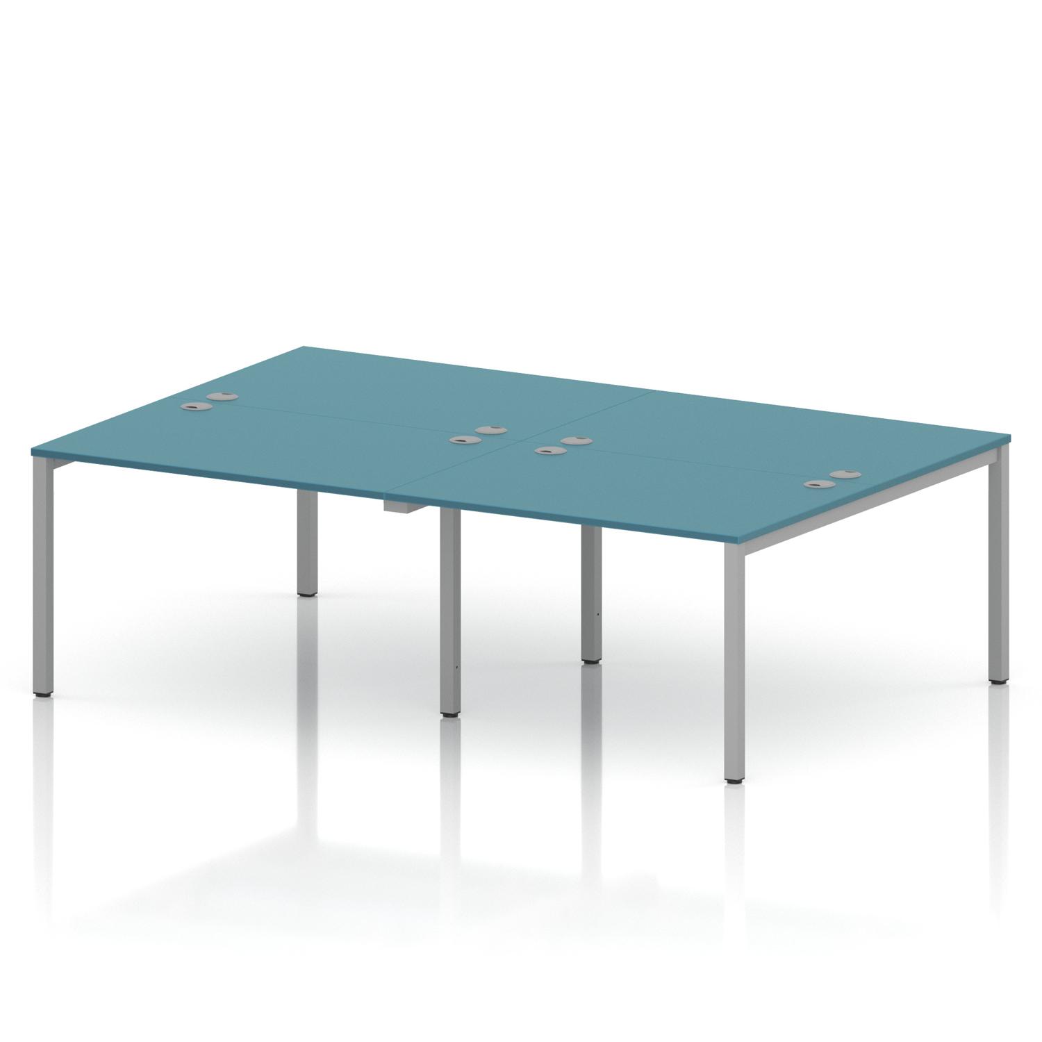 Impulse Bench B2B 4 Person 1200 Silver Frame Office Bench Desk Dark Teal Impulse Bench B2B 4 Person 1200 Silver Frame Office Bench Desk Dark Teal