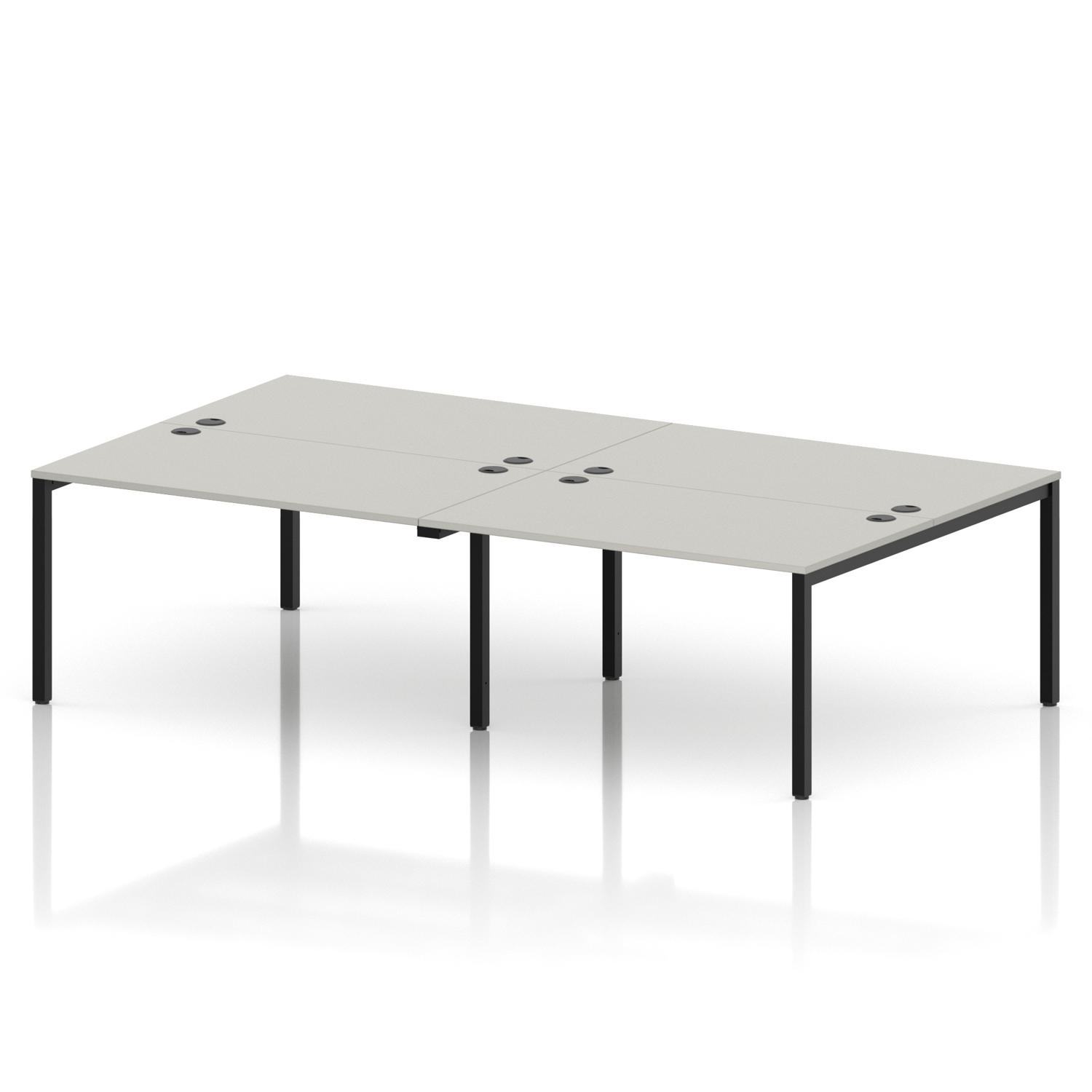 Impulse Bench B2B 4 Person 1400 Black Frame Office Bench Desk Dove Grey