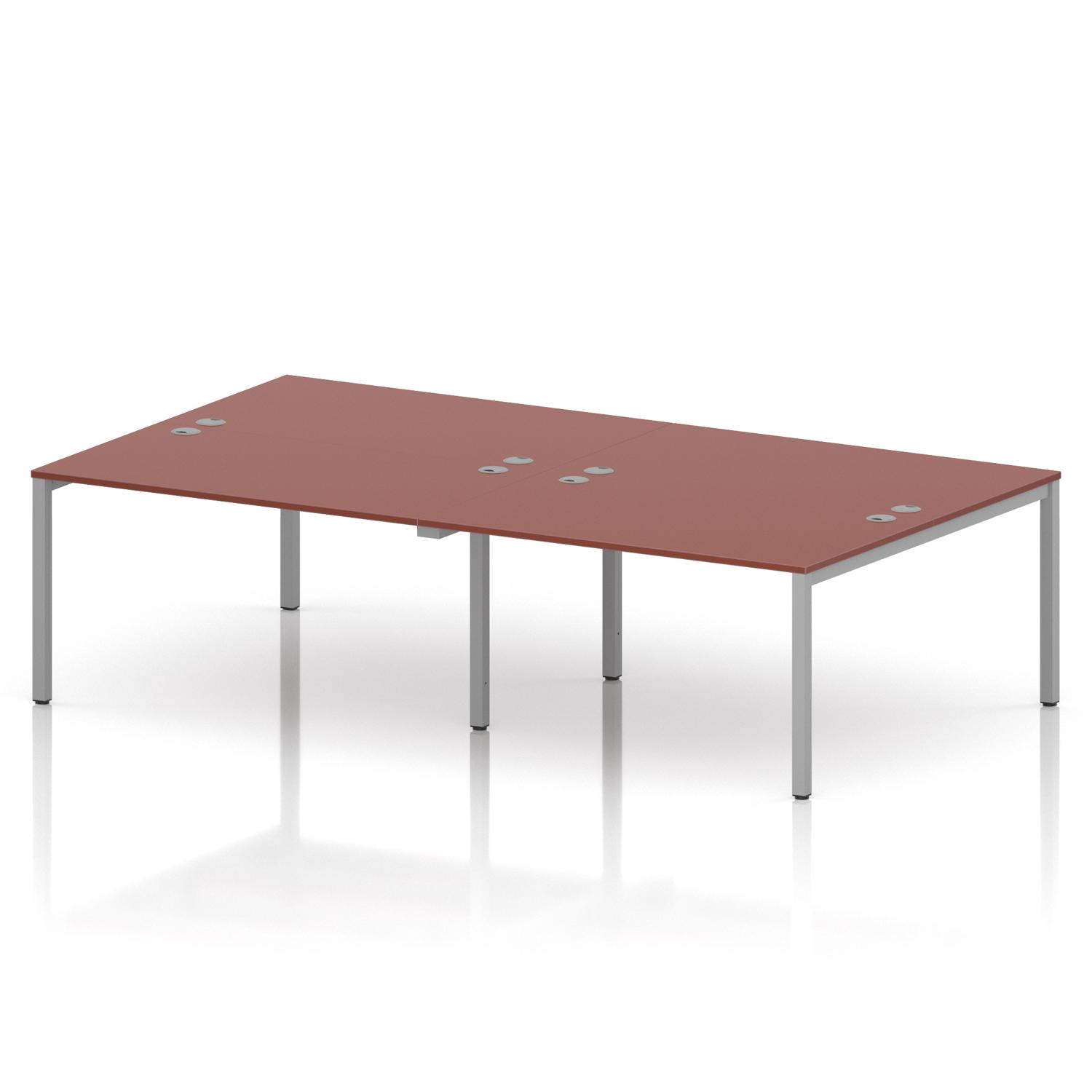 Impulse Bench B2B 4 Person 1400 Silver Frame Office Bench Desk Brick Red Impulse Bench B2B 4 Person 1400 Silver Frame Office Bench Desk Brick Red