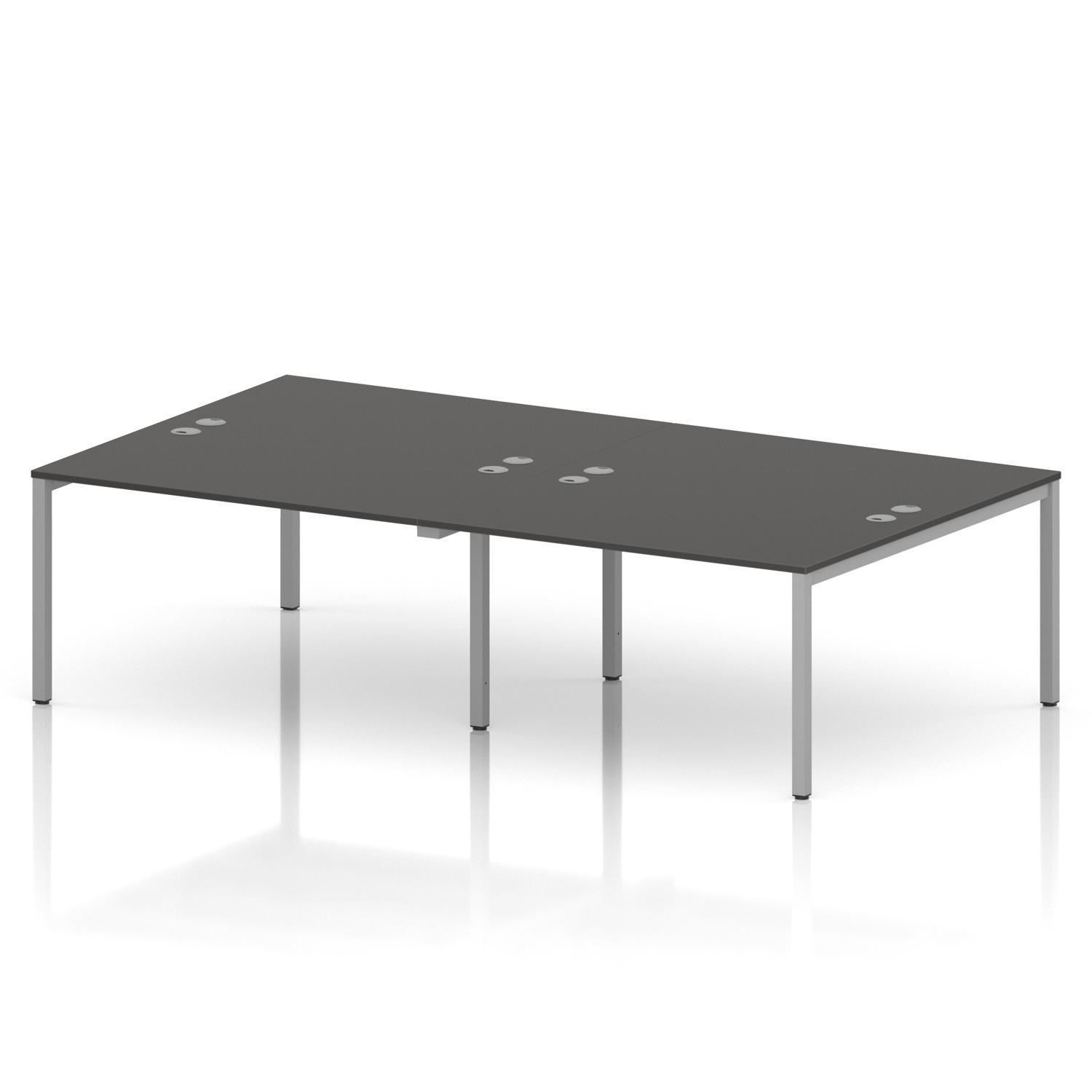 Impulse Bench B2B 4 Person 1400 Silver Frame Office Bench Desk Carbon Grey Impulse Bench B2B 4 Person 1400 Silver Frame Office Bench Desk Carbon Grey