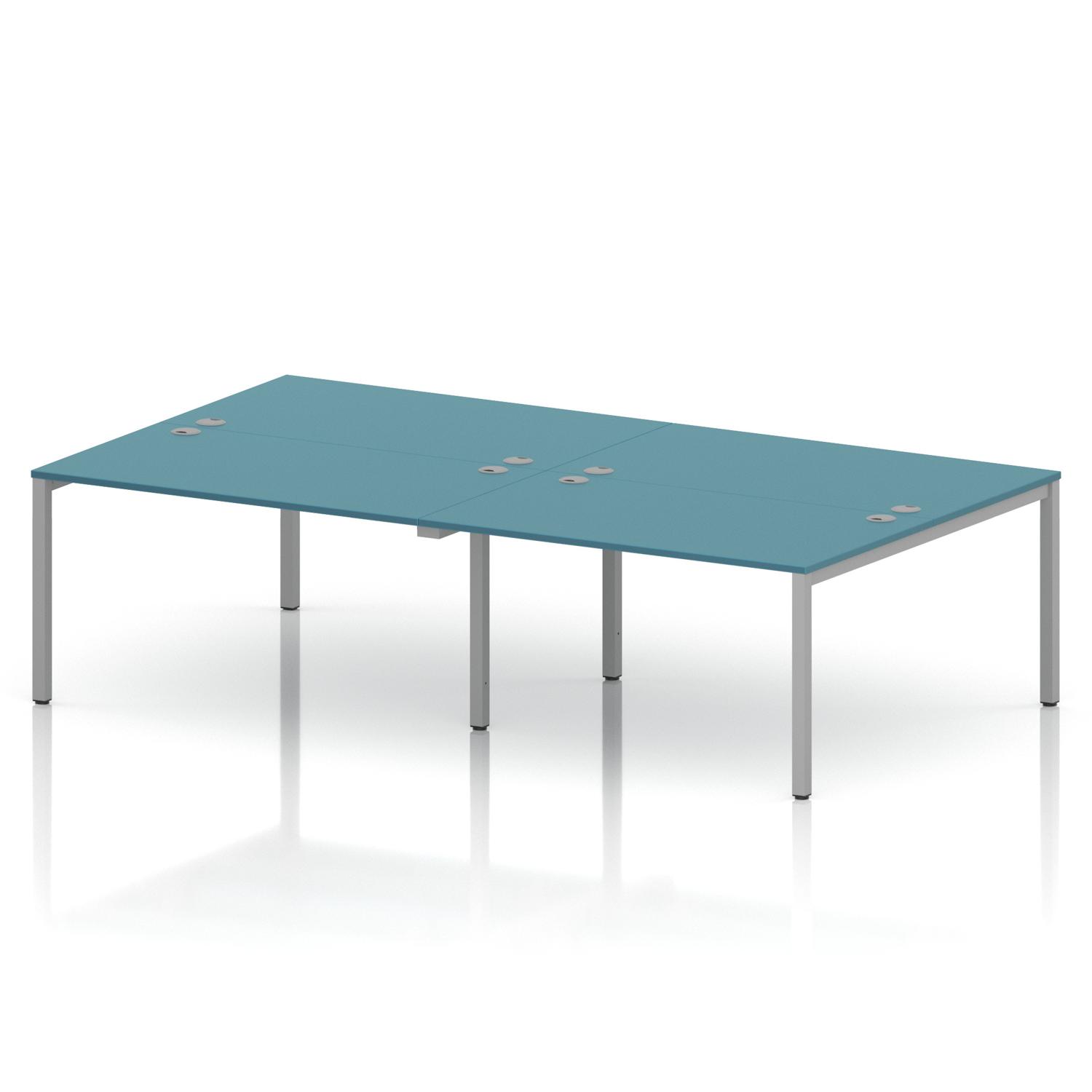 Impulse Bench B2B 4 Person 1400 Silver Frame Office Bench Desk Dark Teal Impulse Bench B2B 4 Person 1400 Silver Frame Office Bench Desk Dark Teal