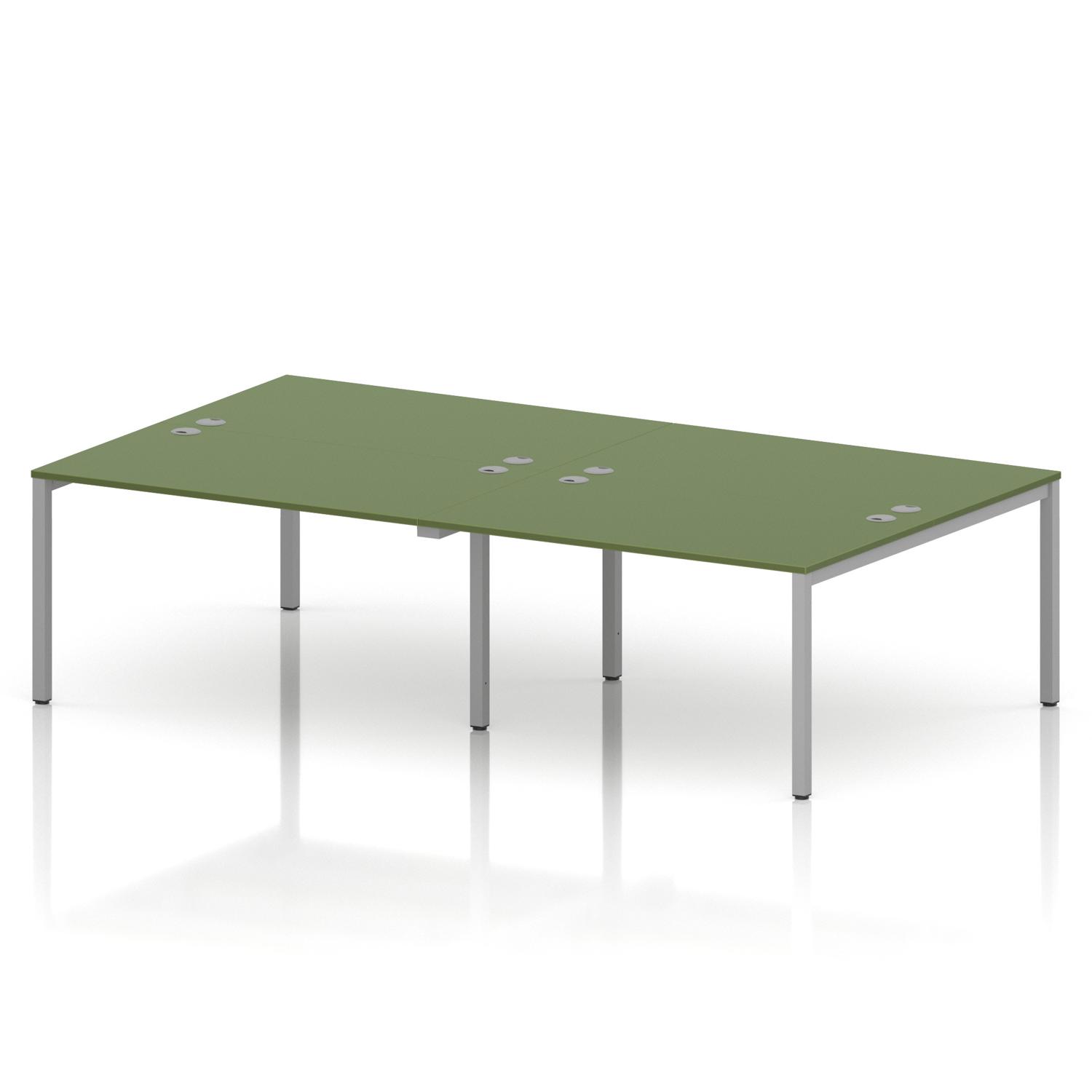 Impulse Bench B2B 4 Person 1400 Silver Frame Office Bench Desk Moss Green Impulse Bench B2B 4 Person 1400 Silver Frame Office Bench Desk Moss Green