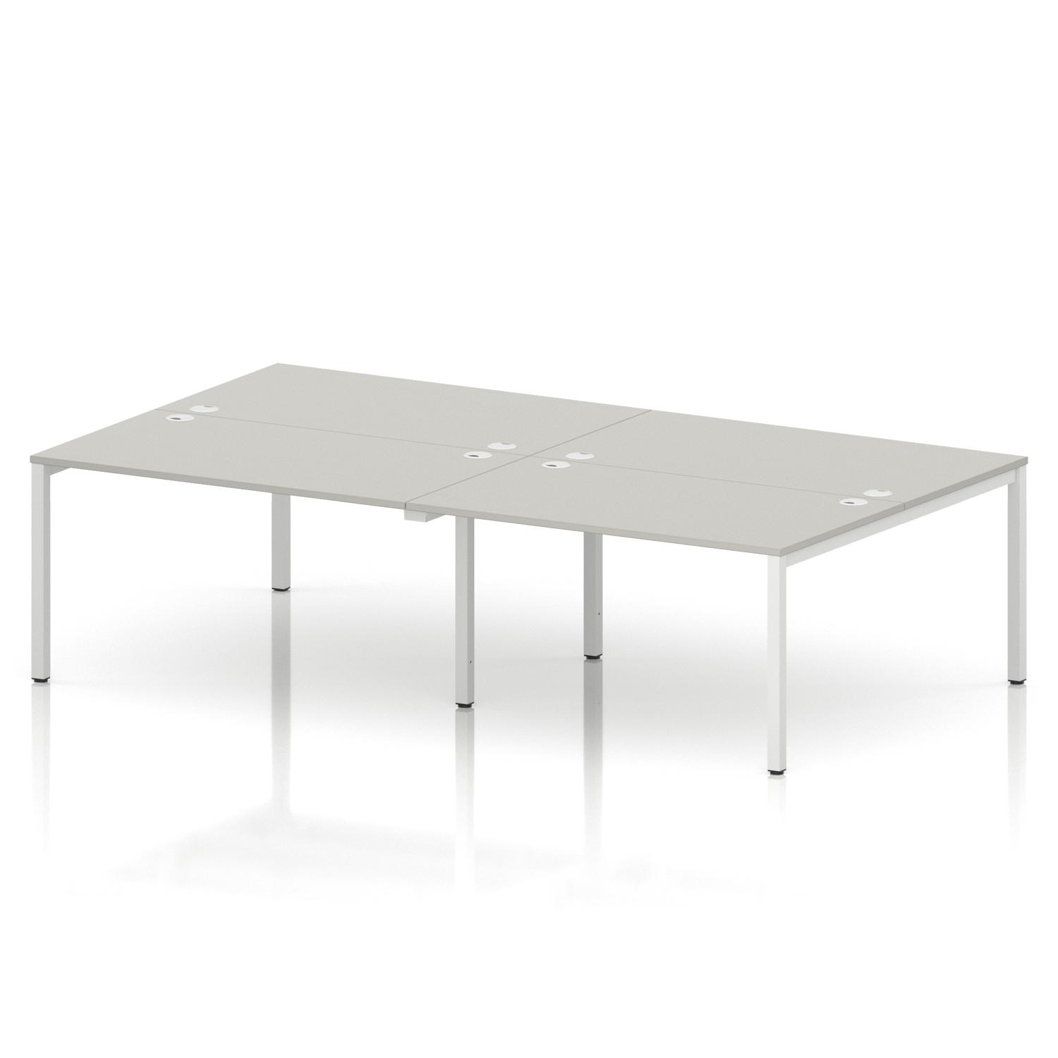 Impulse Bench B2B 4 Person 1400 White Frame Office Bench Desk Dove Grey Impulse Bench B2B 4 Person 1400 White Frame Office Bench Desk Dove Grey