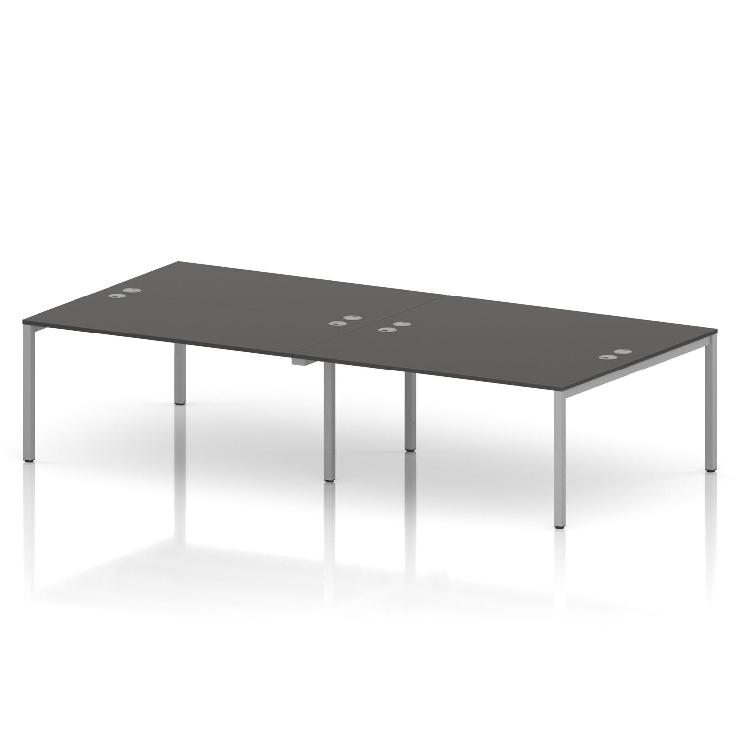 Impulse Bench B2B 4 Person 1600 Silver Frame Office Bench Desk Carbon Grey Impulse Bench B2B 4 Person 1600 Silver Frame Office Bench Desk Carbon Grey