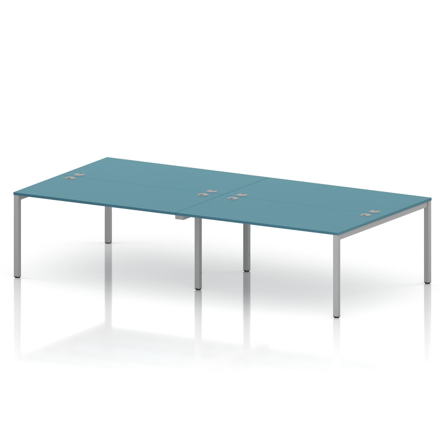 Impulse Bench B2B 4 Person 1600 Silver Frame Office Bench Desk Dark Teal Impulse Bench B2B 4 Person 1600 Silver Frame Office Bench Desk Dark Teal