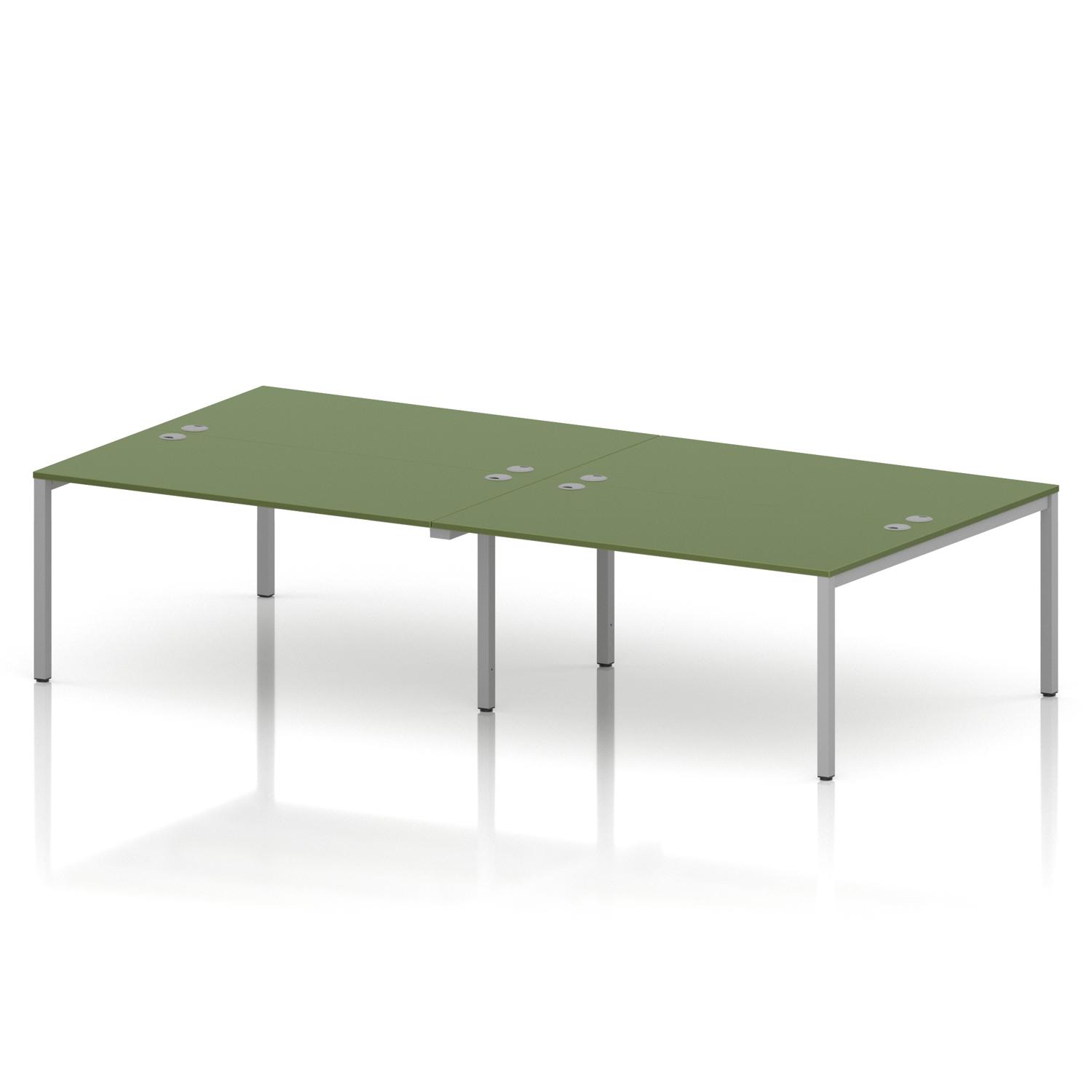 Impulse Bench B2B 4 Person 1600 Silver Frame Office Bench Desk Moss Green Impulse Bench B2B 4 Person 1600 Silver Frame Office Bench Desk Moss Green