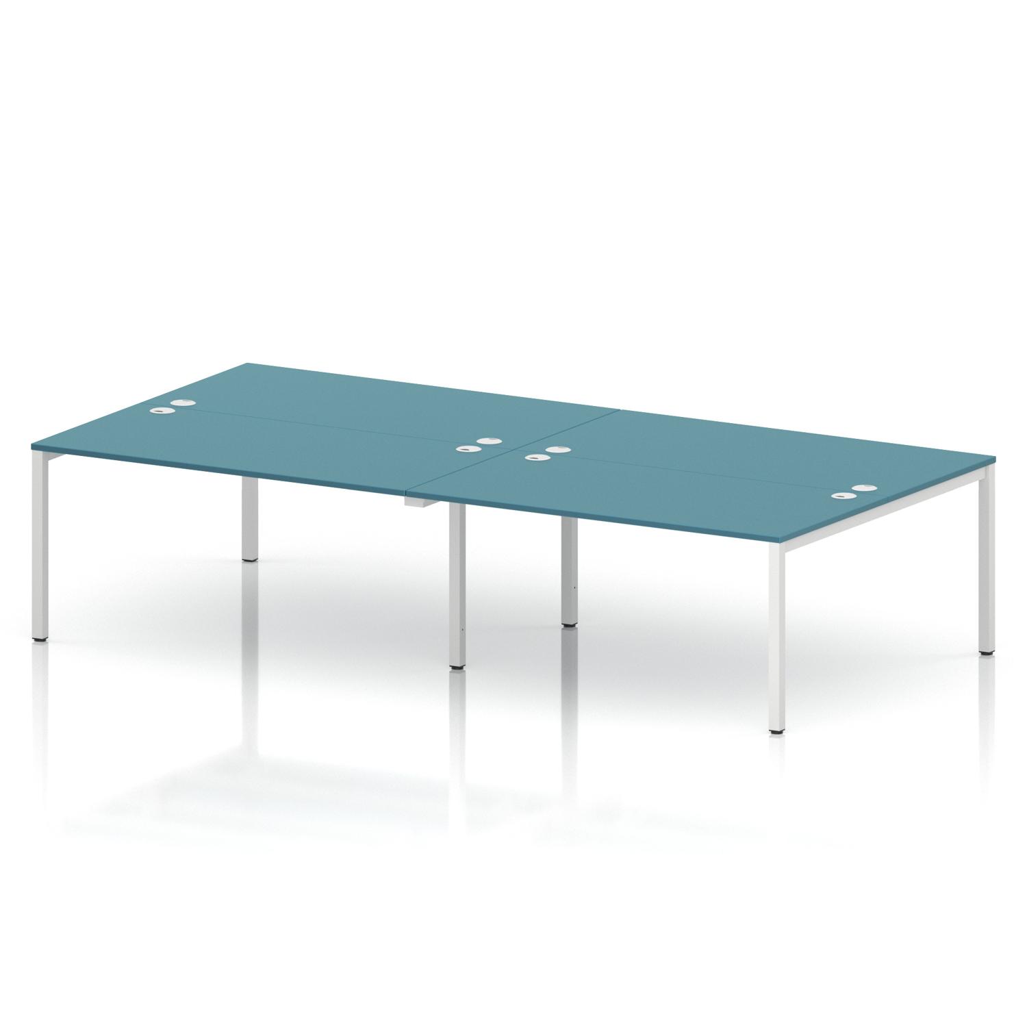 Impulse Bench B2B 4 Person 1600 White Frame Office Bench Desk Dark Teal