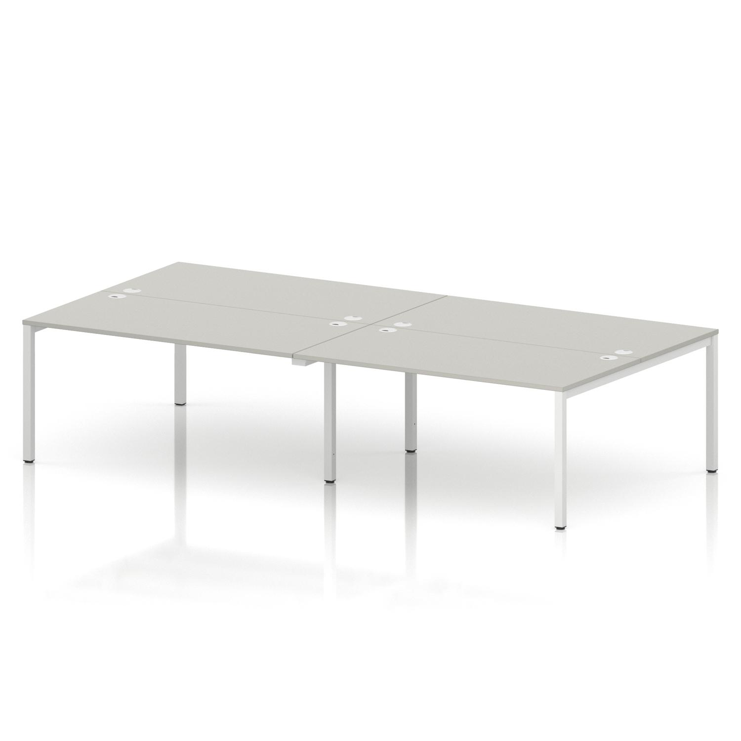 Impulse Bench B2B 4 Person 1600 White Frame Office Bench Desk Dove Grey Impulse Bench B2B 4 Person 1600 White Frame Office Bench Desk Dove Grey