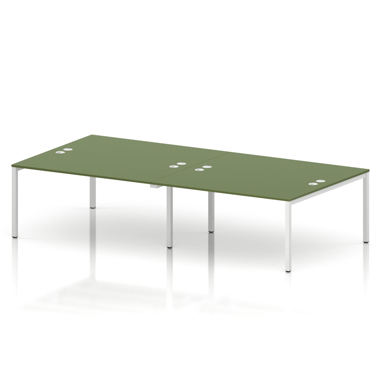 Impulse Bench B2B 4 Person 1600 White Frame Office Bench Desk Moss Green Impulse Bench B2B 4 Person 1600 White Frame Office Bench Desk Moss Green