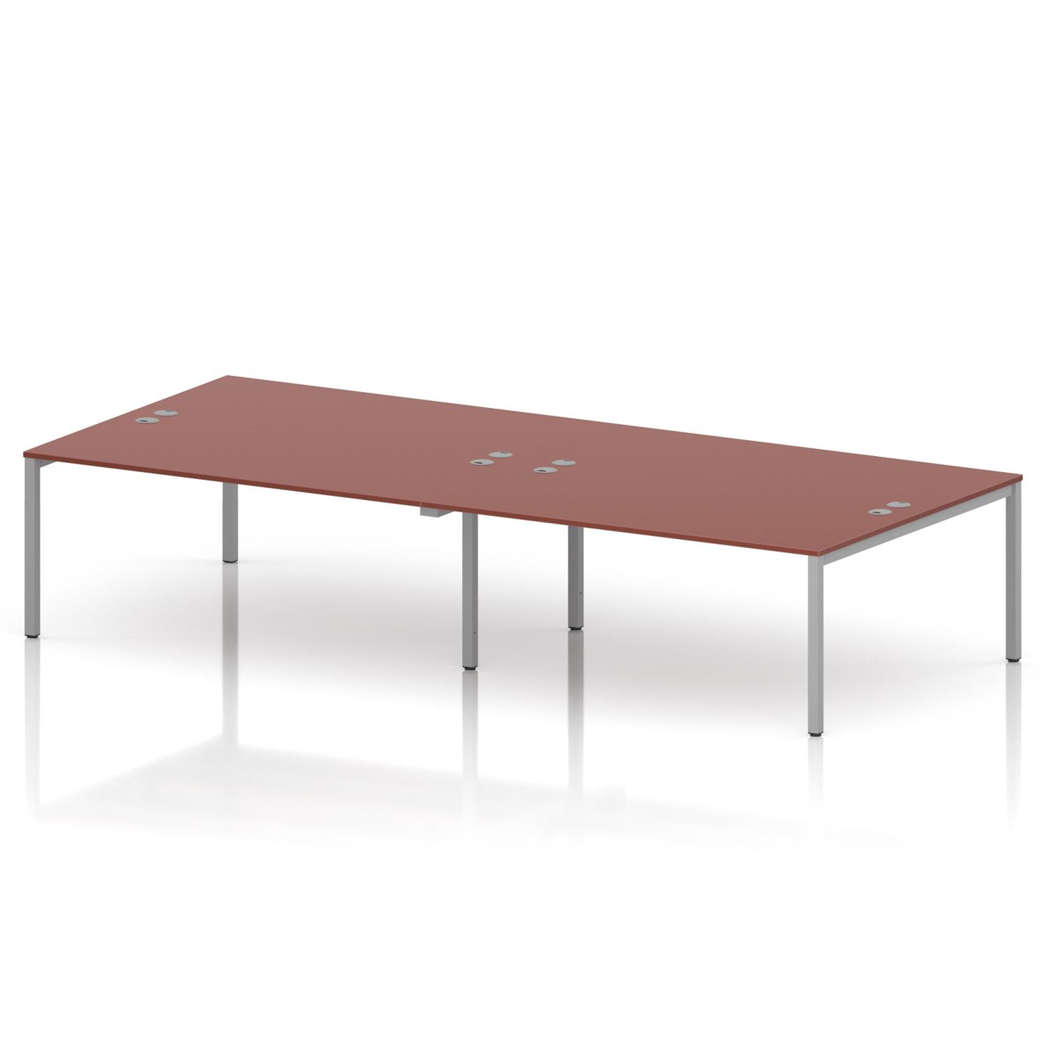 Impulse Bench B2B 4 Person 1800 Silver Frame Office Bench Desk Brick Red Impulse Bench B2B 4 Person 1800 Silver Frame Office Bench Desk Brick Red
