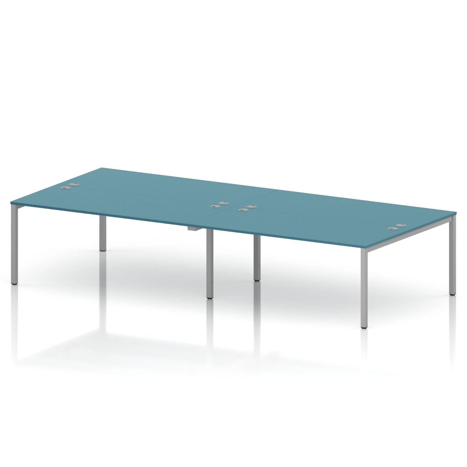Impulse Bench B2B 4 Person 1800 Silver Frame Office Bench Desk Dark Teal Impulse Bench B2B 4 Person 1800 Silver Frame Office Bench Desk Dark Teal