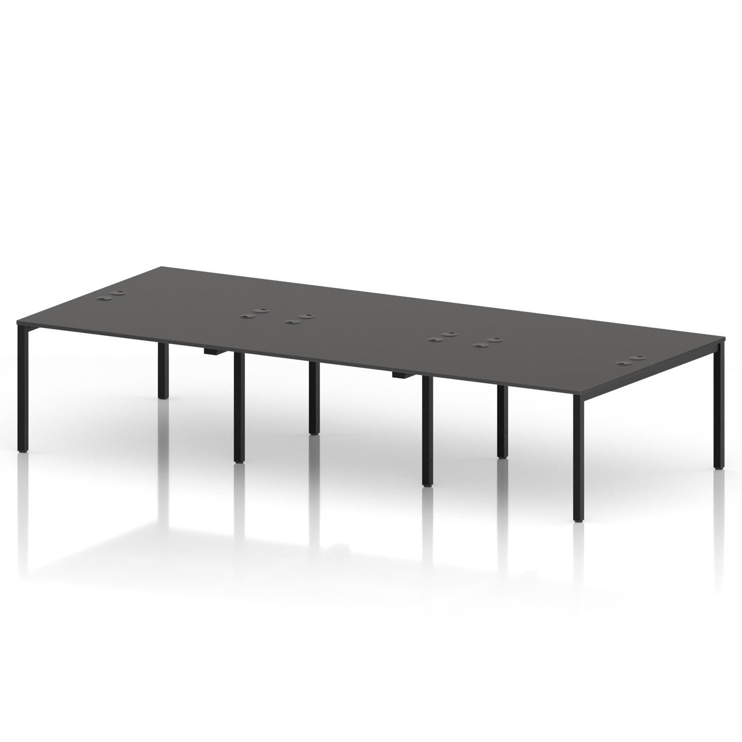 Impulse Bench B2B 6 Person 1200 Black Frame Office Bench Desk Carbon Grey