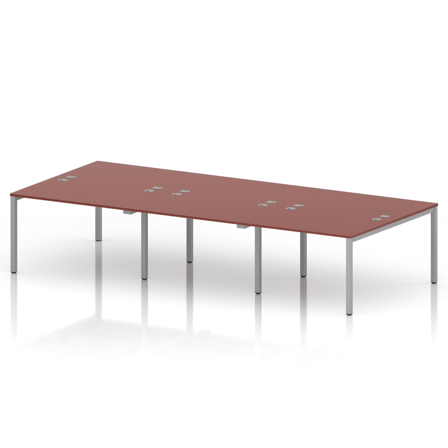 Impulse Bench B2B 6 Person 1200 Silver Frame Office Bench Desk Brick Red Impulse Bench B2B 6 Person 1200 Silver Frame Office Bench Desk Brick Red