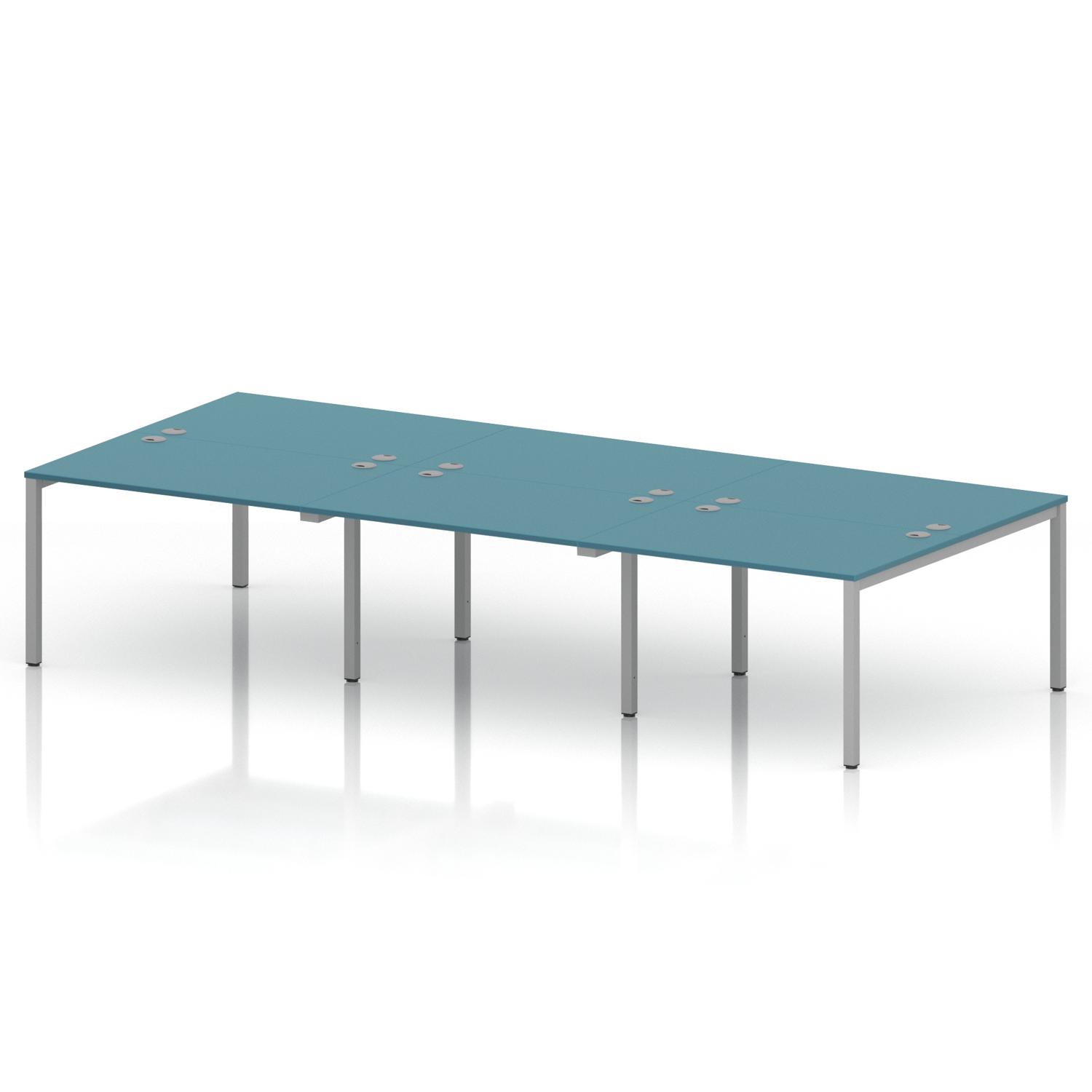 Impulse Bench B2B 6 Person 1200 Silver Frame Office Bench Desk Dark Teal Impulse Bench B2B 6 Person 1200 Silver Frame Office Bench Desk Dark Teal