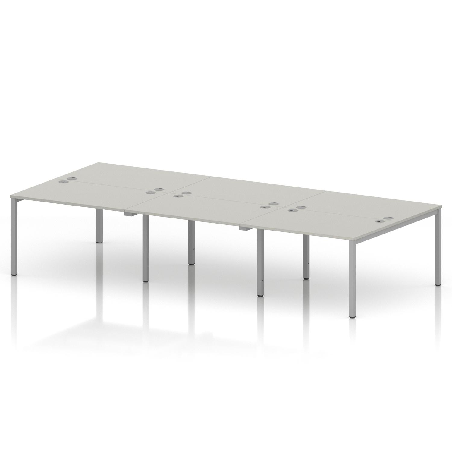 Impulse Bench B2B 6 Person 1200 Silver Frame Office Bench Desk Dove Grey Impulse Bench B2B 6 Person 1200 Silver Frame Office Bench Desk Dove Grey