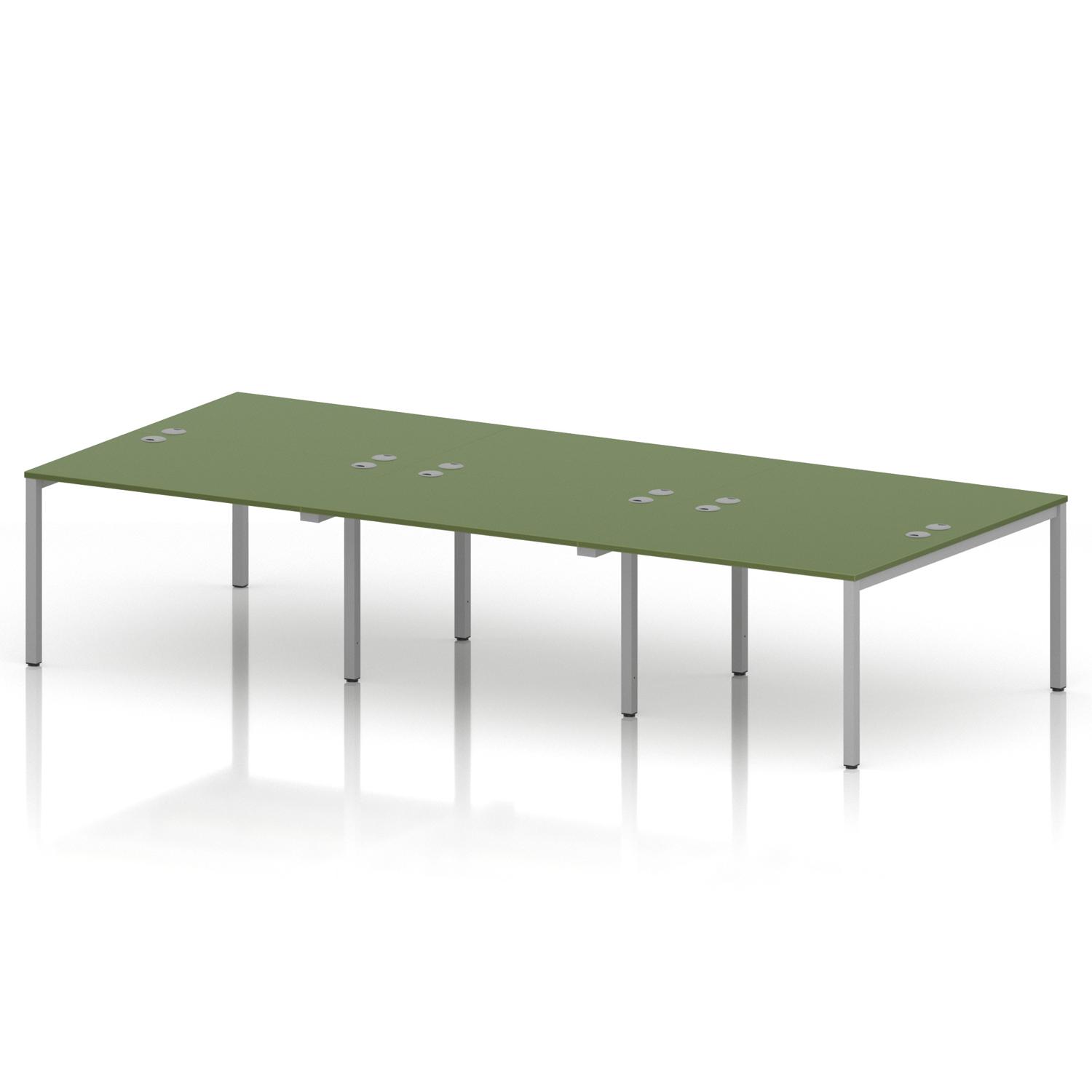 Impulse Bench B2B 6 Person 1200 Silver Frame Office Bench Desk Moss Green Impulse Bench B2B 6 Person 1200 Silver Frame Office Bench Desk Moss Green