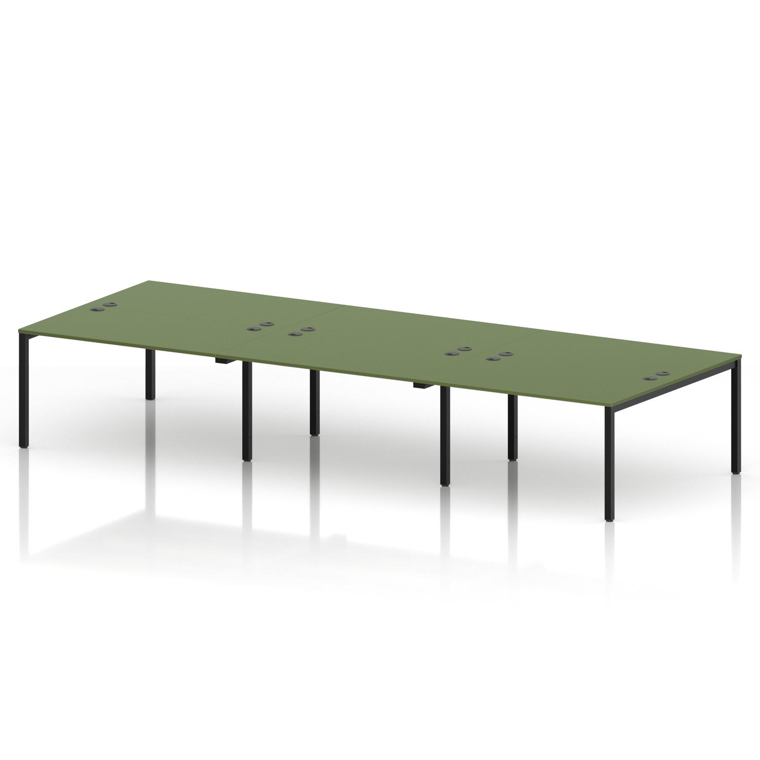 Impulse Bench B2B 6 Person 1400 Black Frame Office Bench Desk Moss Green