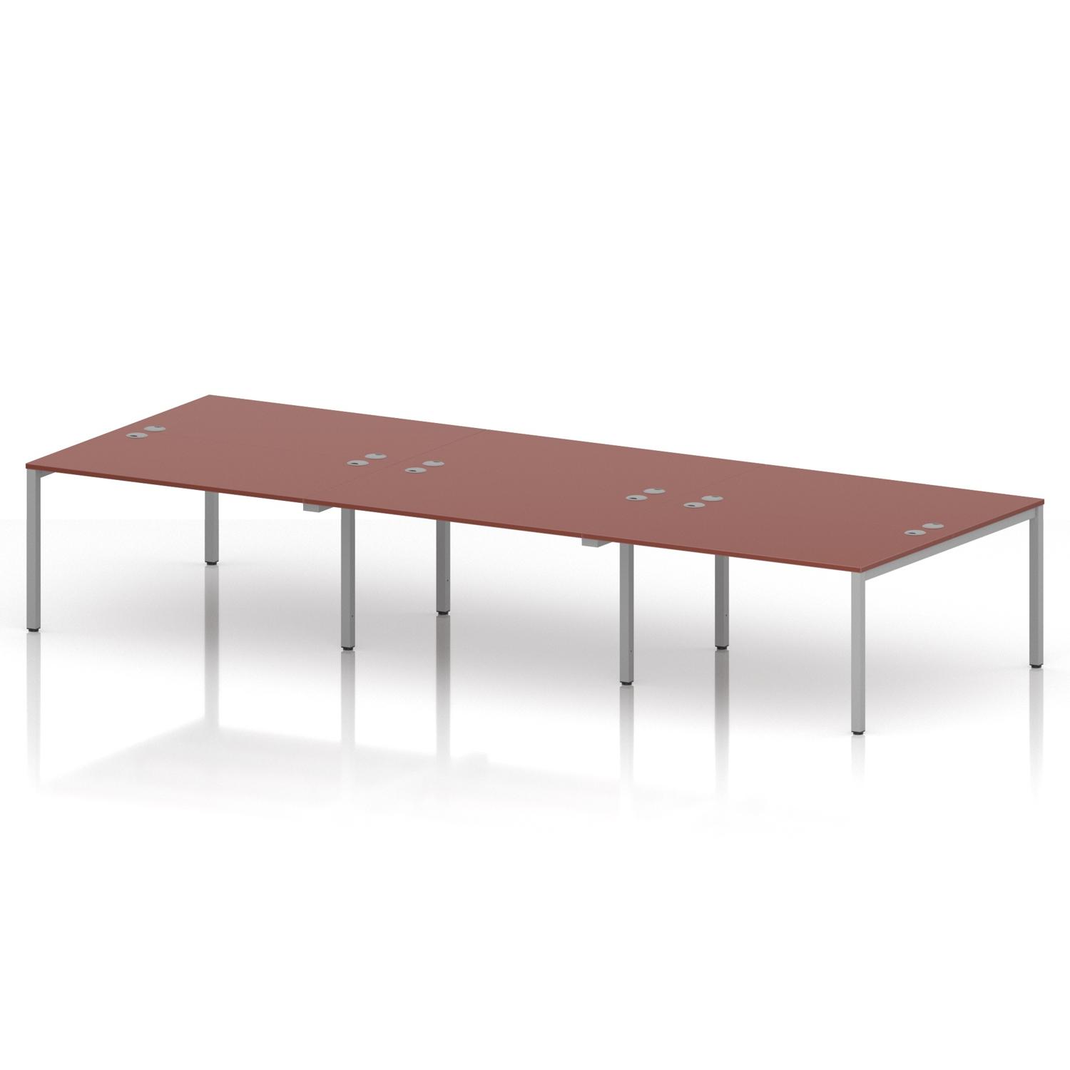 Impulse Bench B2B 6 Person 1400 Silver Frame Office Bench Desk Brick Red