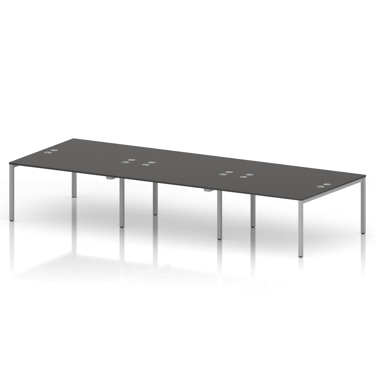 Impulse Bench B2B 6 Person 1400 Silver Frame Office Bench Desk Carbon Grey Impulse Bench B2B 6 Person 1400 Silver Frame Office Bench Desk Carbon Grey
