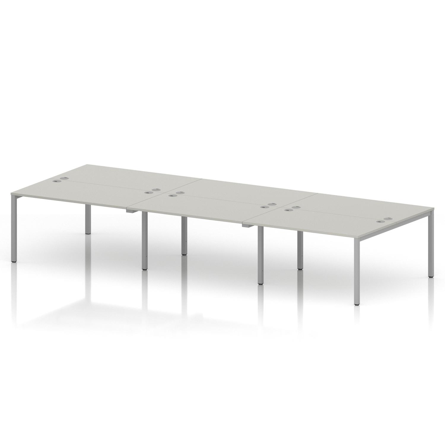 Impulse Bench B2B 6 Person 1400 Silver Frame Office Bench Desk Dove Grey Impulse Bench B2B 6 Person 1400 Silver Frame Office Bench Desk Dove Grey