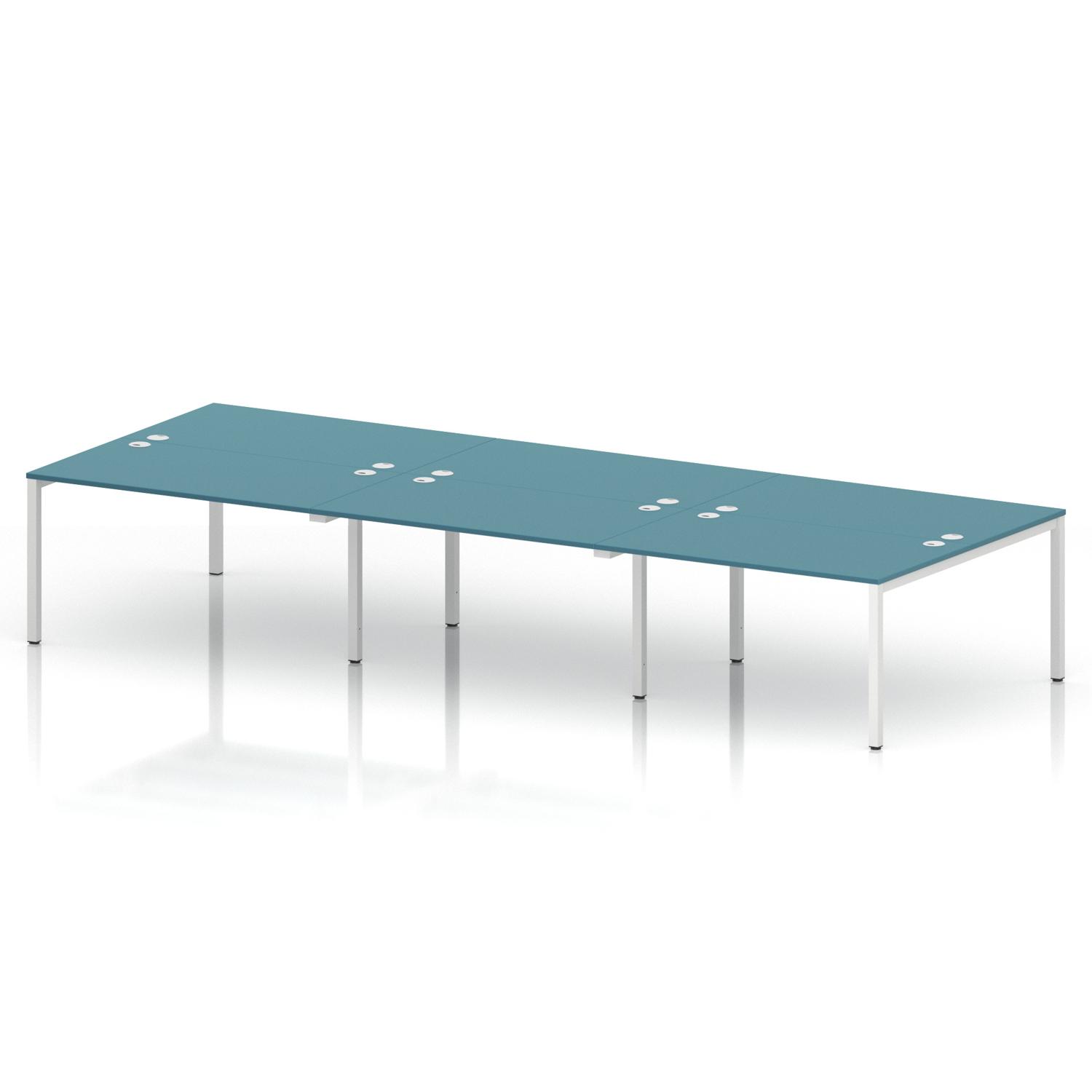 Impulse Bench B2B 6 Person 1400 White Frame Office Bench Desk Dark Teal Impulse Bench B2B 6 Person 1400 White Frame Office Bench Desk Dark Teal