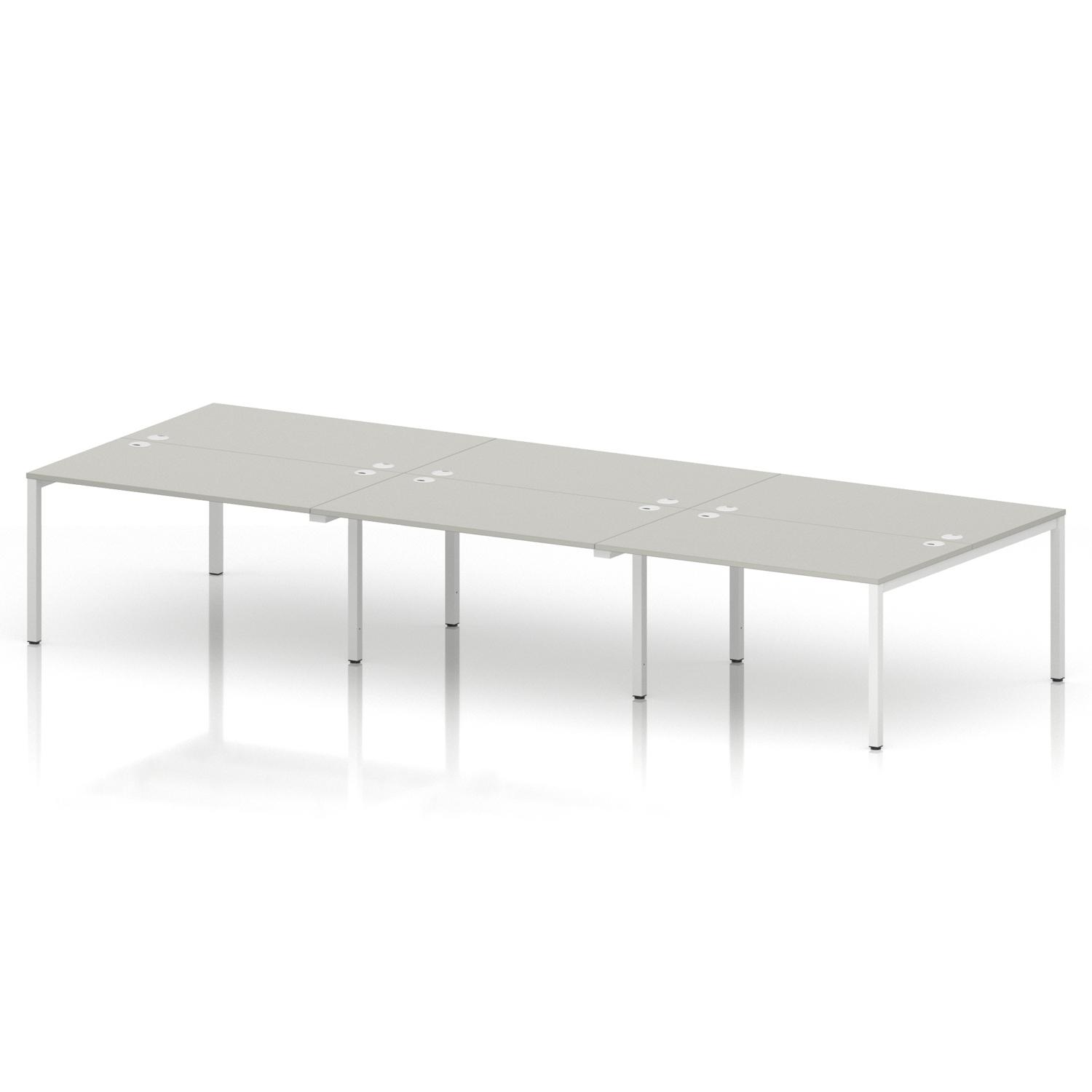 Impulse Bench B2B 6 Person 1400 White Frame Office Bench Desk Dove Grey Impulse Bench B2B 6 Person 1400 White Frame Office Bench Desk Dove Grey