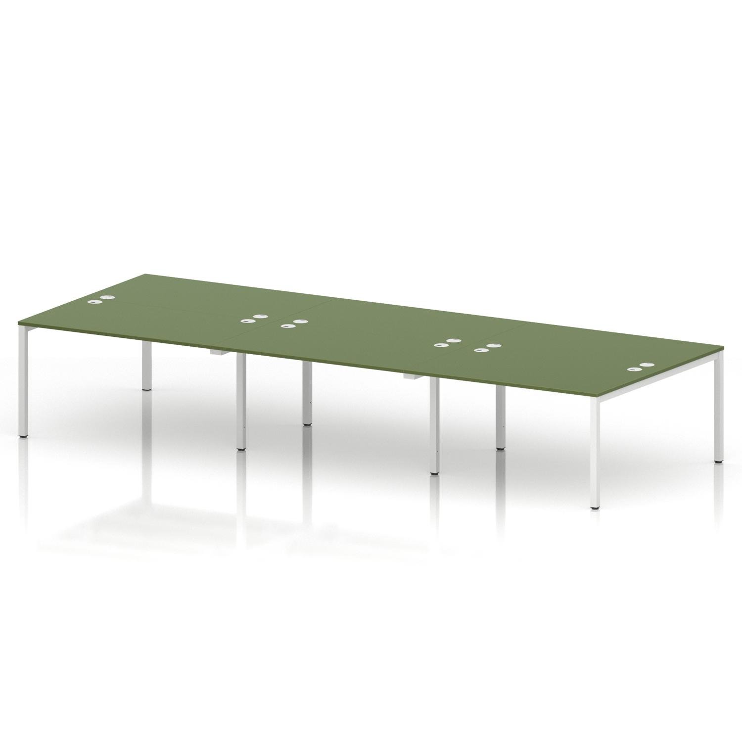Impulse Bench B2B 6 Person 1400 White Frame Office Bench Desk Moss Green Impulse Bench B2B 6 Person 1400 White Frame Office Bench Desk Moss Green