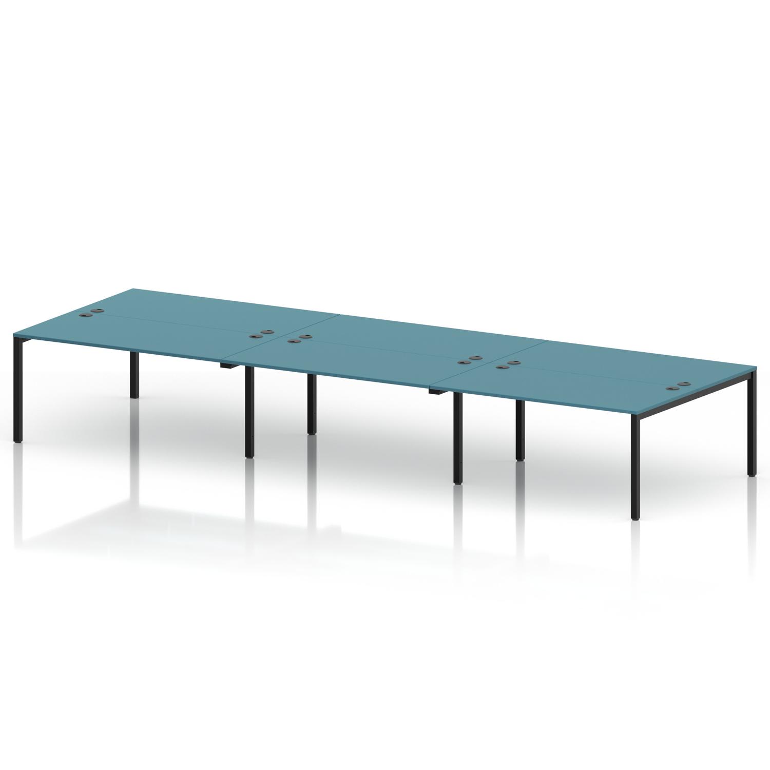 Impulse Bench B2B 6 Person 1600 Black Frame Office Bench Desk Dark Teal Impulse Bench B2B 6 Person 1600 Black Frame Office Bench Desk Dark Teal
