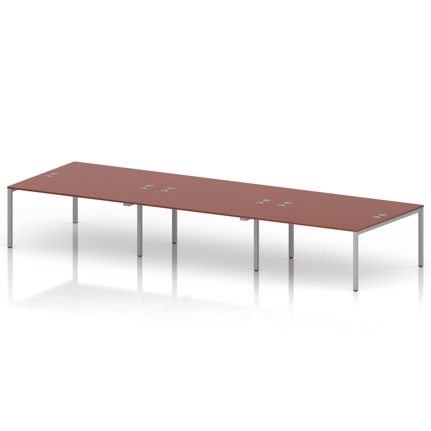 Impulse Bench B2B 6 Person 1600 Silver Frame Office Bench Desk Brick Red Impulse Bench B2B 6 Person 1600 Silver Frame Office Bench Desk Brick Red