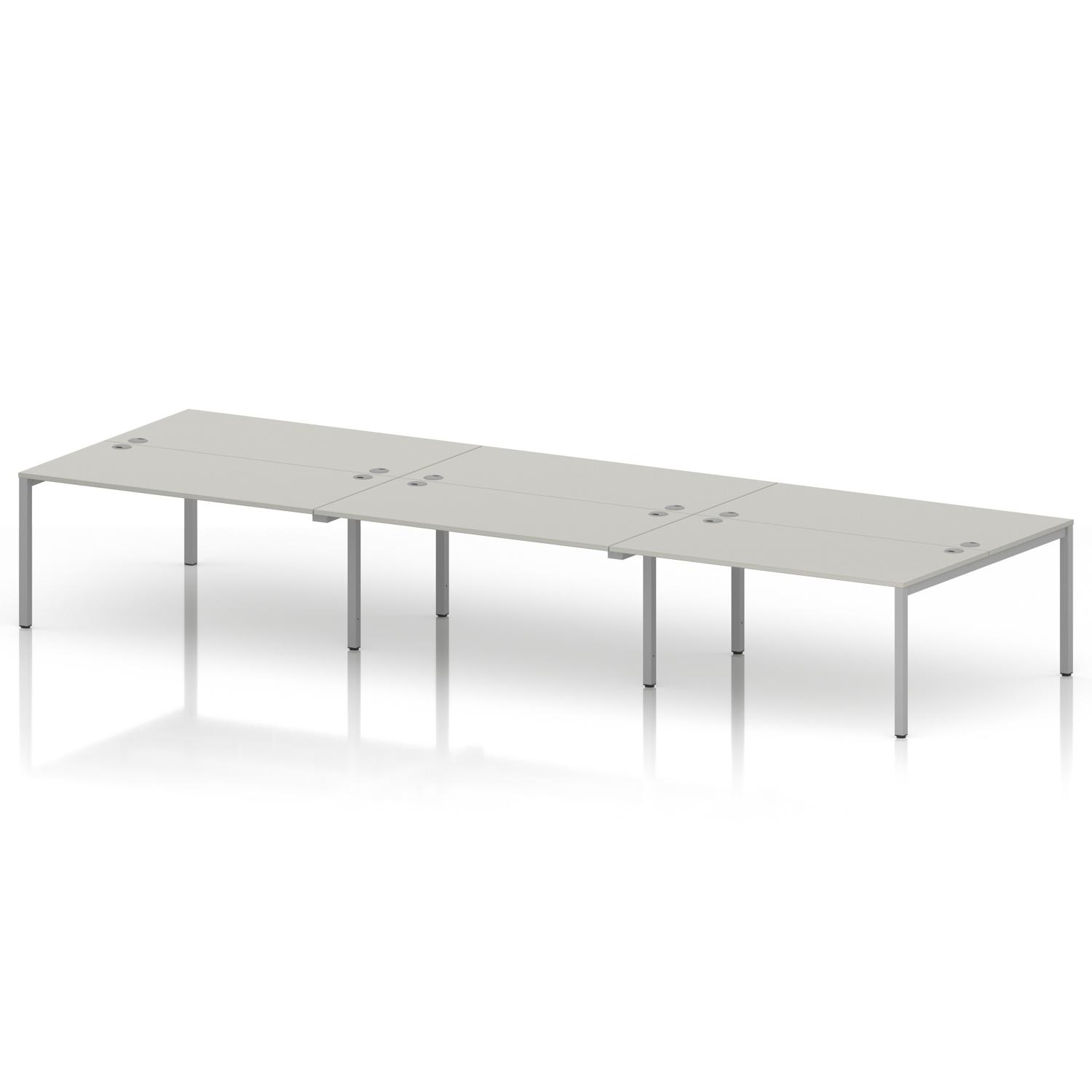 Impulse Bench B2B 6 Person 1600 Silver Frame Office Bench Desk Dove Grey
